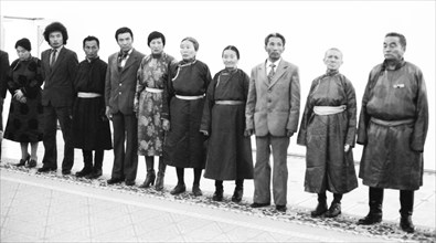 Faces of Mongolia under communist rule 1982 shows this photo.wedding party, MNG, Mongolia, Asia