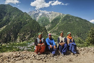 SANGLA, INDIA, JUNE 28, 2012: Indian women of Himachal Pradesh state of India in traditional