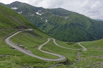 Serpentines in the course of the Transfagara, the Transfogaras High Road in the Fagaras Mountains,