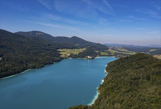 Drone shot, Fuschl Castle, Fuschlsee, Fuschl am See, Salzkammergut, Land Salzburg, Austria, Europe