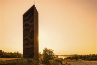 The Rusty Nail, a 30m high observation tower on the Sorno Canal, built of Corten steel. The name