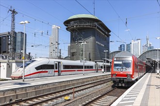 ICE train and regional trains of DB Deutsche Bahn at Frankfurt Central Station, Germany, Europe