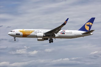 A Boeing 767-300ER aircraft of Mongolian Airlines MIAT with the registration number JU-1021 at