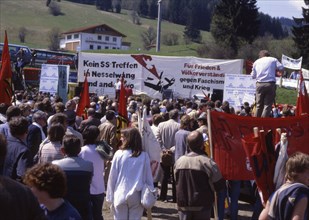 DEU, Germany: The historical slides from the 80-90s, Nesselwang. Peaceful and non-peaceful protests