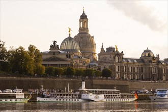 Steamers moored on the Terrassenufer in Dresden