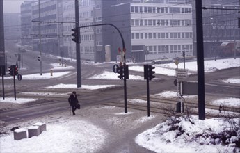 DEU, Germany: The historical slides from the 80-90s, Ruhr area. Smog alert with traffic closure