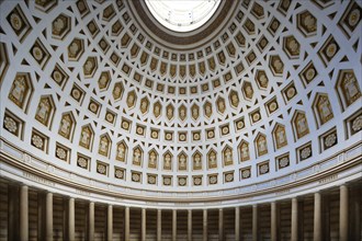 Interior and dome, monument Befreiungshalle Kehlheim, round hall with dome, 45 m high, 29 m