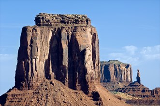 Eroded rock formation the Mittens, sandstone rocks in Monument Valley Navajo Tribal National Park,