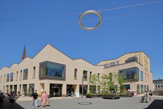 Quarter square as pedestrian zone with modern buildings in Offenburg, Ortenau, Northern Black