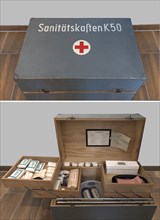 First aid case from 1961 by the DRK German Red Cross, Bavaria, Germany, Europe