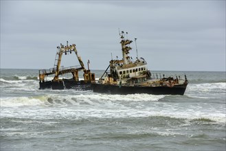 Zeila shipwreck, stranded 2008, near Henties Bay, Erongo region, Namibia, Africa