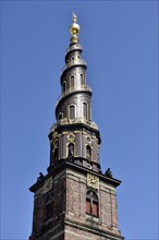 Corkscrew-shaped tower of the Lutheran Church of the Redeemer, Church of Our Saviour, Copenhagen,