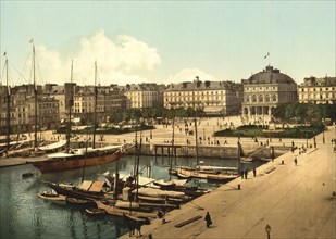 The Place Gambetta and the Docks, Le Havre, France, c. 1890, Historic, digitally enhanced