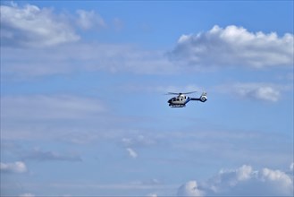 MUNICH, GERMANY, JULY 08, 2018: Police helicopter in the sky