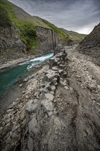 Stuðlagil Canyon, turquoise river between basalt columns, Egilsstadir, Iceland, Europe