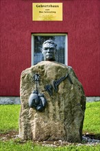 Memorial stone in front of Max Schmeling's birthplace, Klein Luckow, Vorpommern-Greifswald