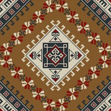 Traditional Georgian folk art embroidery vector pattern