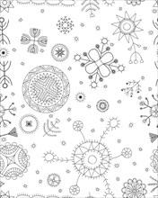 Estonian Mulgi embroidery inspired repeating pattern design template in black and white, great for