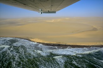 Aerial view, sand dunes at the Atlantic coast, aerial view, at Sandwich Harbour,