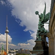 The TV Tower seen from the observation deck of the Berlin Cathedral, Mitte, Berlin, Germany, Europe