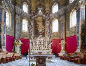 Interior view, high altar with the painting by Michelangelo Unterberger, Cathedral of the