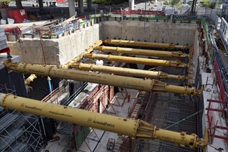 Construction site underground underground station Düsseldorf Airport, U 81, civil engineering with