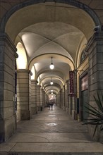 Historic arcade at the harbour, Piazza Dinegro, Genoa, Italy, Europe