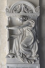 Sculpture of a woman with a ship's steering wheel, Monumental Cemetery, Cimitero monumentale di