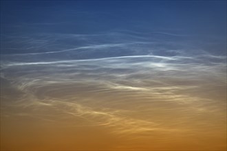 Noctilucend Clouds, NLC, during the twilight phase in the evening, Berlin, Germany, Europe