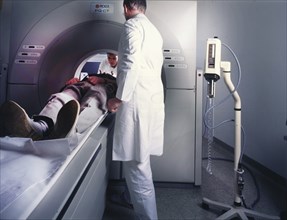 A computer tomograph (CT) is an imaging procedure in radiology, here on 21.11.1995 in Schwerte in a