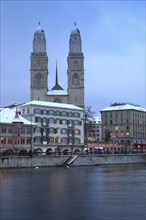 Old Town, Limmatquai, Limmat, Grossmuenster, Zurich, Switzerland, Europe