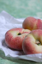 Flat peaches (Prunus persica var. platycarpa) , Paraguayo, vineyard peach, mountain peach