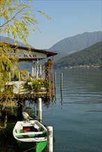 Restaurant on Lake Lugano, Morcote, Ticino, Switzerland, Europe