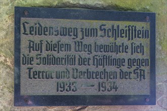 Hohnstein Castle and Town in Saxon Switzerland. Plaques commemorating the time when a concentration