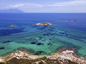 Aerial view, view of Mount Athos, Orthodox monastic republic with autonomous status under Greek