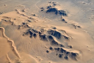 Desert landscape near AlUla, aerial view, Medina province, Saudi Arabia, Arabian Peninsula, Asia