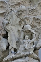 Detail of the Nativity façade of the Sagrada Familia, Holy Family Church of the Atonement, by