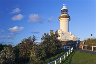 Lighthouse, architecture, design, building, blue sky, seafaring on the coast of Byron bay,