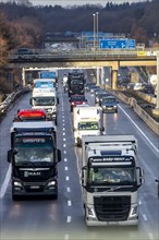 Motorway A3 between Opladen and Leverkusen, rainy weather, autumn, heavy traffic