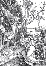 Picture cycle From the Life of the Virgin, the Angel Brings the Message to Joachim, woodcut by