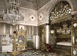 Bedchamber of the late Bey of Tunis, Kasr-el-Said, Tunisia, c. 1895, Historic, digitally restored