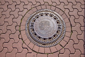 Manhole cover City of Bocholt, Münsterland, Borken district, North Rhine-Westphalia, Germany,