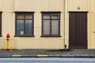 Traditional painted houses detail in reykjavik iceland street