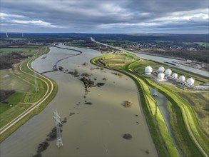 Marl-Haltern am See, North Rhine-Westphalia, Germany, Flooding on the Lippe, river in the Ruhr