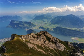 Panoramic view of Lake Lucerne from Pilatus Mountain in Switzerland