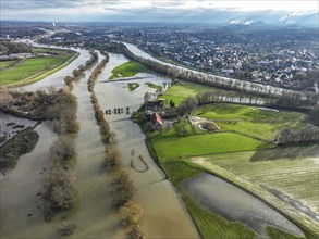 Dorsten, North Rhine-Westphalia, Germany, flood on the Lippe, river in the Ruhr area, the fields,