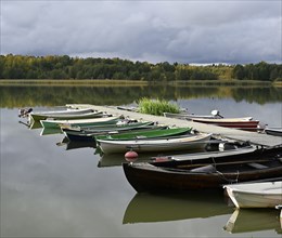 Boats at the pier on Lake Tuusula in Finland