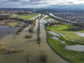 Dorsten, North Rhine-Westphalia, Germany, flood on the Lippe, river in the Ruhr area, the fields,