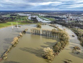 Marl-Haltern am See, North Rhine-Westphalia, Germany, Flooding on the Lippe, river in the Ruhr