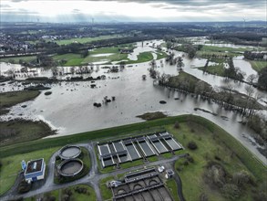 Dorsten, North Rhine-Westphalia, Germany, flood on the river Lippe, river in the Ruhr area, the